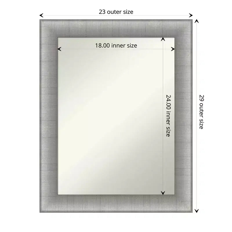 23" x 29" Specchio da Parete Elegante per Bagno Peltro Spazzolato - Rettangolare Moderno, Montaggio a Parete