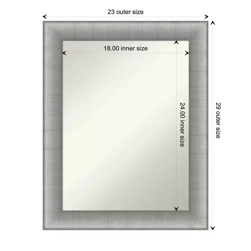 23" x 29" Specchio da Parete Elegante per Bagno Peltro Spazzolato - Rettangolare Moderno, Montaggio a Parete