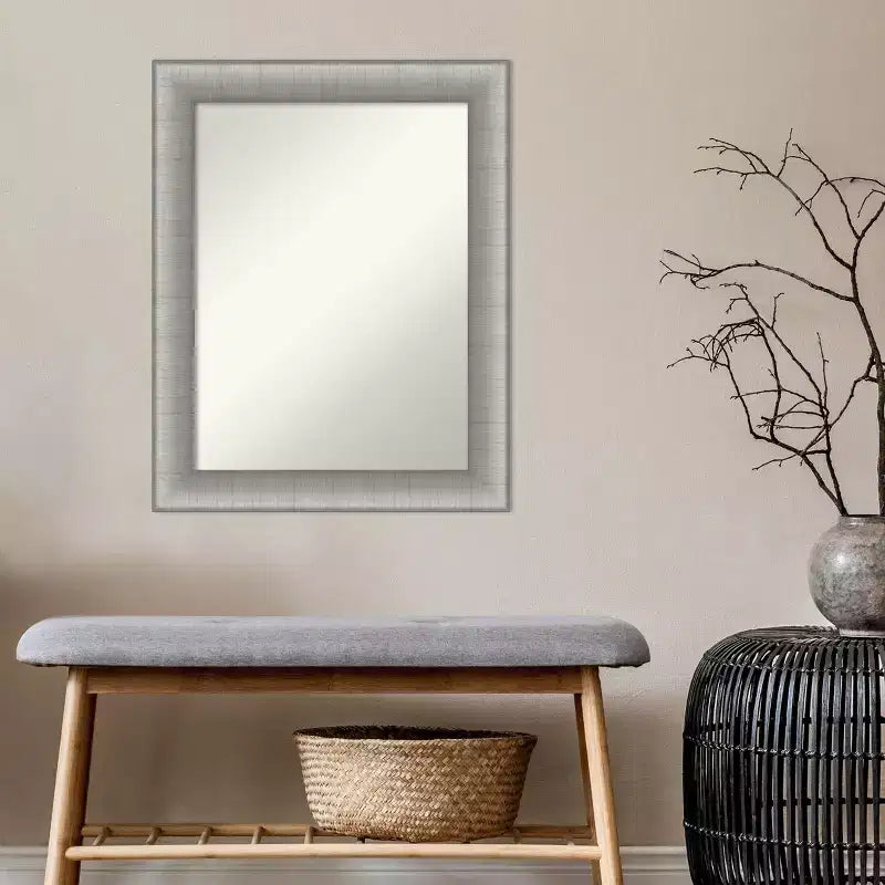 23" x 29" Specchio da Parete Elegante per Bagno Peltro Spazzolato - Rettangolare Moderno, Montaggio a Parete