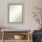 23" x 29" Specchio da Parete Elegante per Bagno Peltro Spazzolato - Rettangolare Moderno, Montaggio a Parete