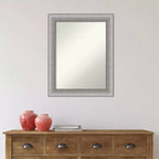 23" x 29" Specchio da Parete Elegante per Bagno Peltro Spazzolato - Rettangolare Moderno, Montaggio a Parete