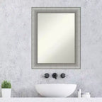 23" x 29" Specchio da Parete Elegante per Bagno Peltro Spazzolato - Rettangolare Moderno, Montaggio a Parete