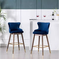 Leland Fabric Upholstered Wingback Bar Stools, Set of 2, Blue