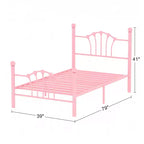 Struttura letto singolo con testiera e pediera, moderno telaio letto a piattaforma in metallo bianco/rosa/nero