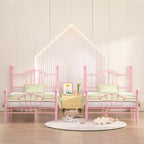 Struttura letto singolo con testiera e pediera, moderno telaio letto a piattaforma in metallo bianco/rosa/nero