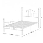 Struttura letto singolo con testiera e pediera, moderno telaio letto a piattaforma in metallo bianco/rosa/nero