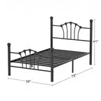 Struttura letto singolo con testiera e pediera, moderno telaio letto a piattaforma in metallo bianco/rosa/nero