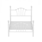 Struttura letto singolo con testiera e pediera, moderno telaio letto a piattaforma in metallo bianco/rosa/nero