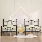 Struttura letto singolo con testiera e pediera, moderno telaio letto a piattaforma in metallo bianco/rosa/nero