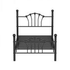 Struttura letto singolo con testiera e pediera, moderno telaio letto a piattaforma in metallo bianco/rosa/nero