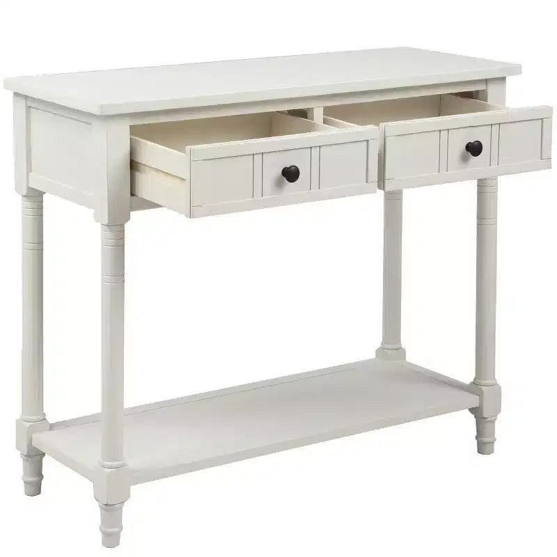 Consolle rustica dal design tradizionale con due cassetti e ripiano inferiore
