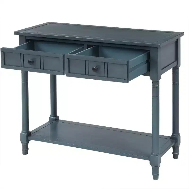 Consolle rustica dal design tradizionale con due cassetti e ripiano inferiore