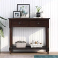 Whisen Rustic Console Table Traditional Design with Two Drawers and Bottom Shelf