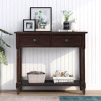 Whisen Rustic Console Table Traditional Design with Two Drawers and Bottom Shelf