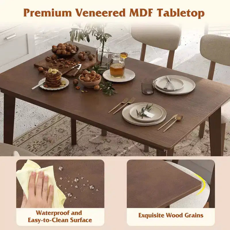 Tavolo da pranzo in legno stile rustico e 4 sedie imbottite
