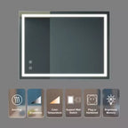 Specchio da bagno a LED da 32x24 pollici, elegante, con backplane focalizzato, alta luminosità, touch dimmerabile, controllo tramite interruttore a parete