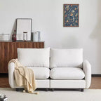 Divano sezionale imbottito Acker Modern 69 con cuscini, bianco
