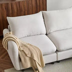Divano sezionale imbottito Acker Modern 69 con cuscini, bianco