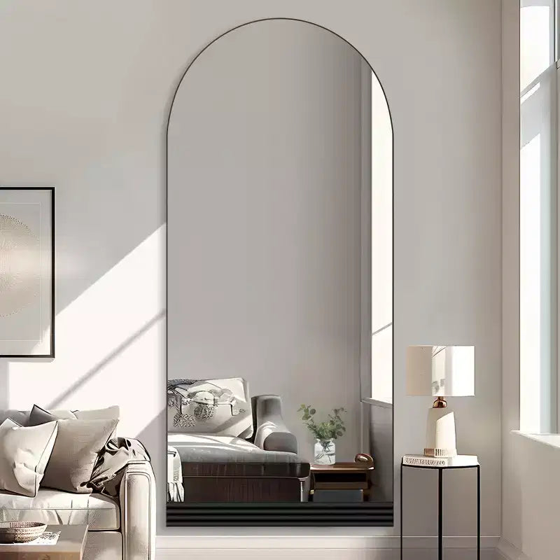 Specchio a figura intera nero con cornice ad angolo retto in legno 180x80x2cm (senza supporto)