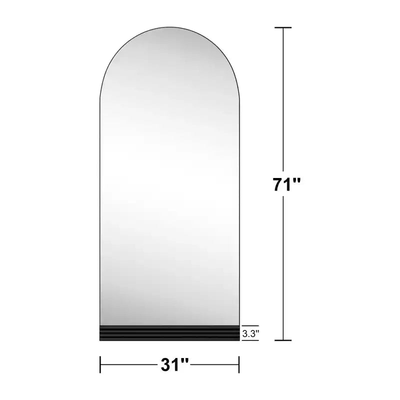 Specchio a figura intera nero con cornice ad angolo retto in legno 180x80x2cm (senza supporto)