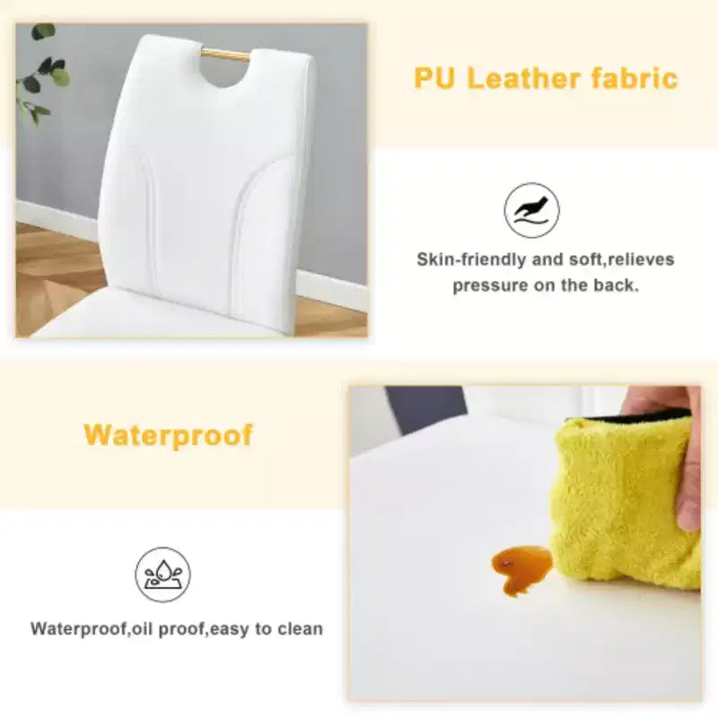 Sedie da Pranzo in PU Bianco con Gambe in Metallo Dorato - Eleganti e Versatili (Set da 6)
