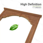 Specchio a figura intera in legno massello con intaglio a fiori di ciliegio - 180x90x4cm (Supporto non incluso)