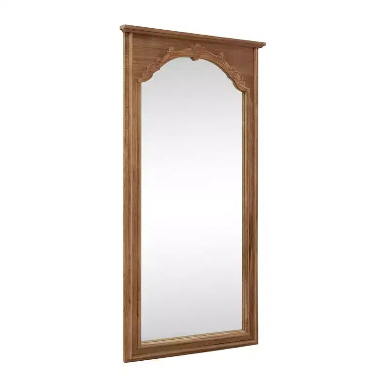 Specchio a figura intera in legno massello con intaglio a fiori di ciliegio - 180x90x4cm (Supporto non incluso)
