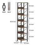 Libreria stretta a 6 ripiani, libreria alta e sottile, scaffale angolare rustico, piccole librerie, libreria industriale per camera da letto, soggiorno, ufficio domestico