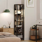 Libreria stretta a 6 ripiani, libreria alta e sottile, scaffale angolare rustico, piccole librerie, libreria industriale per camera da letto, soggiorno, ufficio domestico