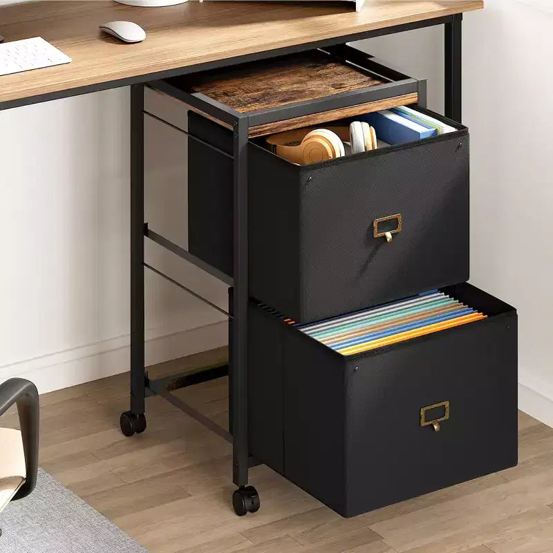 Schedario Mobile, Organizer Portaoggetti con Cassetti in Tessuto, Cassettiera Schedario da Scrivania per Ufficio Domestico