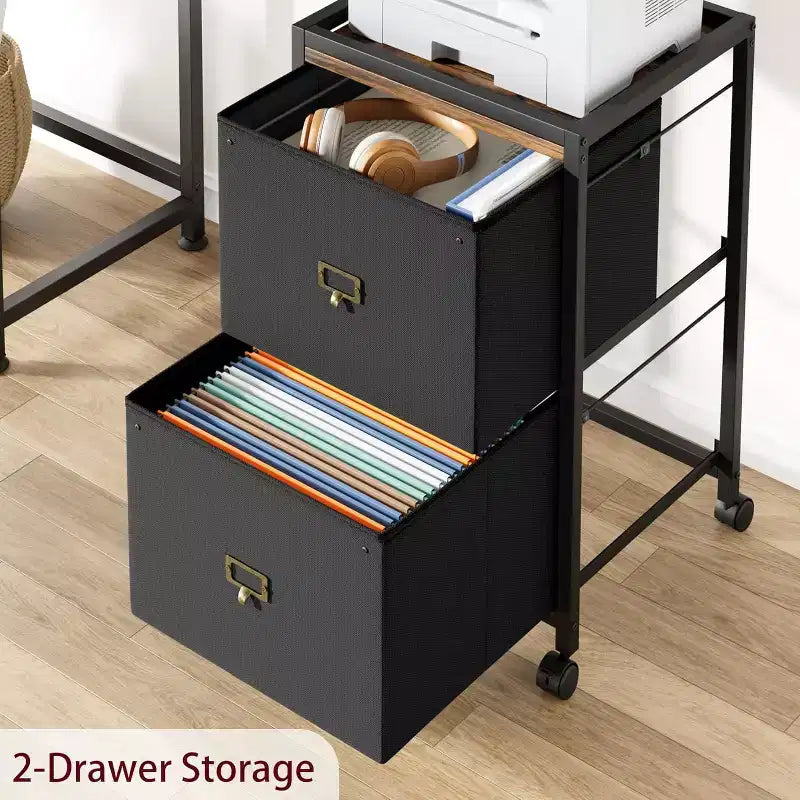 Schedario Mobile, Organizer Portaoggetti con Cassetti in Tessuto, Cassettiera Schedario da Scrivania per Ufficio Domestico