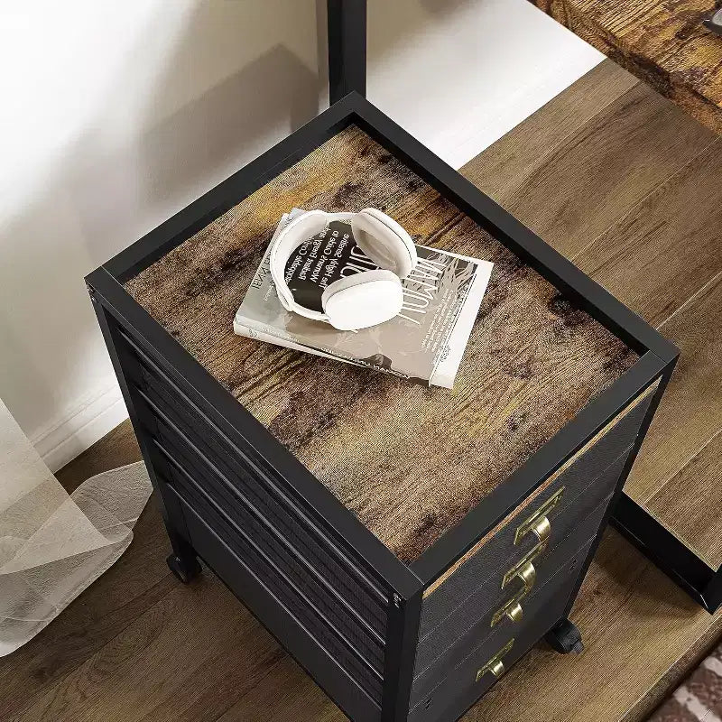 Schedario Mobile, Organizer Portaoggetti con Cassetti in Tessuto, Cassettiera Schedario da Scrivania per Ufficio Domestico