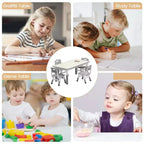 Set di tavolo e sedie per bambini, tavolo per bambini regolabile in altezza e 4 sedie, piano del tavolo da disegno facile da pulire, per aule, grigio scuro