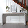 Okak 59IN Waterfall-Style Entryway Table with Wood Beads, Console Table with Minimalism Design, Accent Table for Hallway, Living Room, White