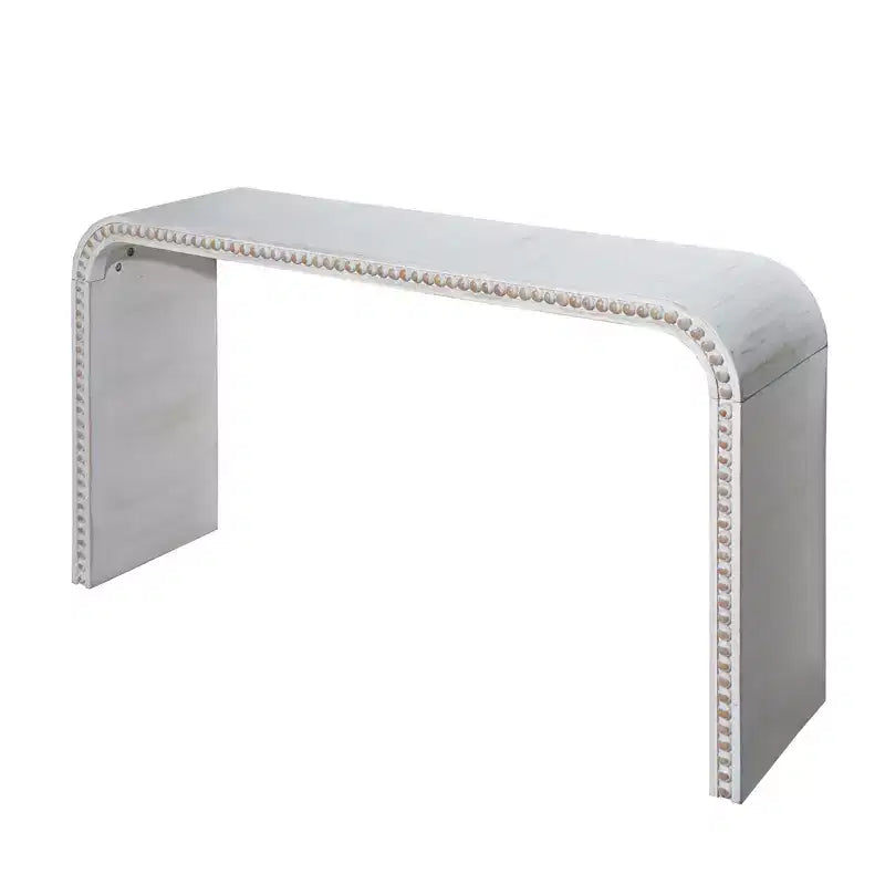 Tavolo da ingresso a cascata da 59 pollici con perline in legno, Console con design minimalista, Tavolo d'appoggio per corridoio, soggiorno, Bianco