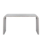 Tavolo da ingresso a cascata da 59 pollici con perline in legno, Console con design minimalista, Tavolo d'appoggio per corridoio, soggiorno, Bianco
