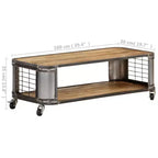 Tavolino Salotto Tavolino d'Appoggio con 4 Ruote in Legno Massello di Mango 100 cm