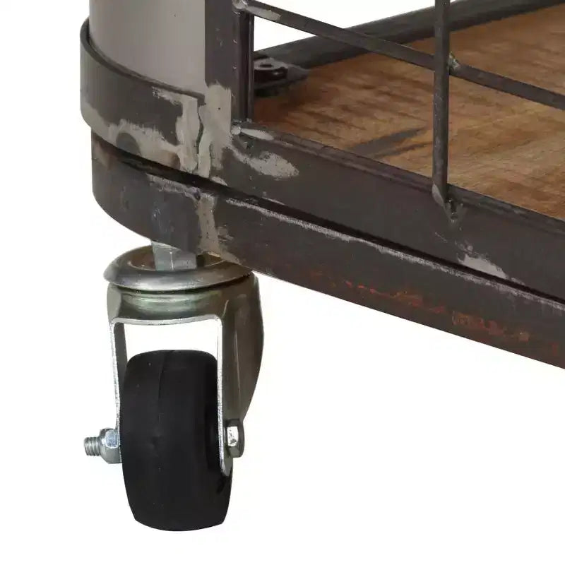 Tavolino Salotto Tavolino d'Appoggio con 4 Ruote in Legno Massello di Mango 100 cm