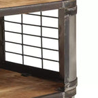Tavolino Salotto Tavolino d'Appoggio con 4 Ruote in Legno Massello di Mango 100 cm