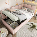 Divano letto singolo imbottito con piattaforma e contenitore idraulico, struttura a doghe in metallo, letto singolo moderno per camera da letto e cameretta per bambini