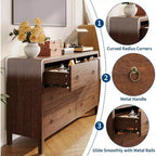 Cassettiera a 6 cassetti, organizer contenitore con robusta maniglia in metallo, porta TV per TV da 55 pollici, cassettiera per soggiorno, corridoio, armadio