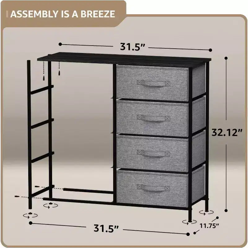 Cassettiera a 8 cassetti - Unità contenitore con struttura in acciaio, piano in legno, cassetti in tessuto - per camera da letto, armadio, ufficio e altro ancora
