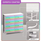 Cassettiera a 8 cassetti - Unità contenitore con struttura in acciaio, piano in legno, cassetti in tessuto - per camera da letto, armadio, ufficio e altro ancora
