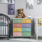 Cassettiera a 8 cassetti - Unità contenitore con struttura in acciaio, piano in legno, cassetti in tessuto - per camera da letto, armadio, ufficio e altro ancora