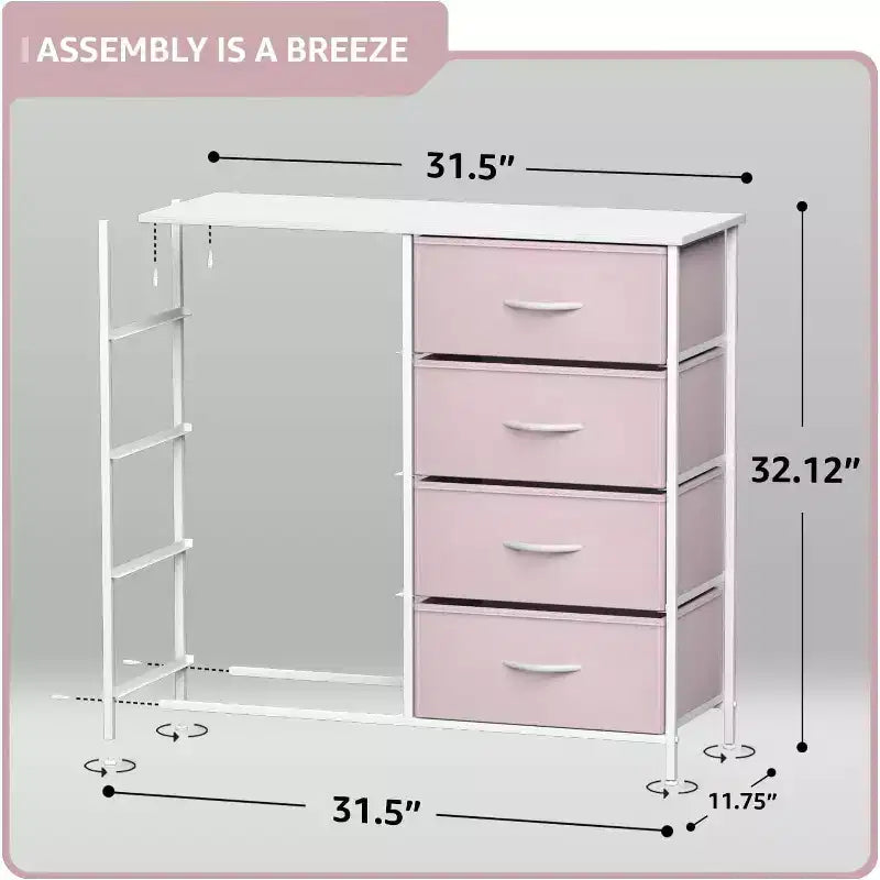 Cassettiera a 8 cassetti - Unità contenitore con struttura in acciaio, piano in legno, cassetti in tessuto - per camera da letto, armadio, ufficio e altro ancora