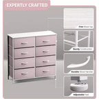 Cassettiera a 8 cassetti - Unità contenitore con struttura in acciaio, piano in legno, cassetti in tessuto - per camera da letto, armadio, ufficio e altro ancora