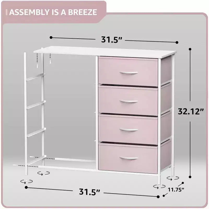 Cassettiera a 8 cassetti - Unità contenitore con struttura in acciaio, piano in legno, cassetti in tessuto - per camera da letto, armadio, ufficio e altro ancora
