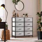 Cassettiera a 8 cassetti - Unità contenitore con struttura in acciaio, piano in legno, cassetti in tessuto - per camera da letto, armadio, ufficio e altro ancora