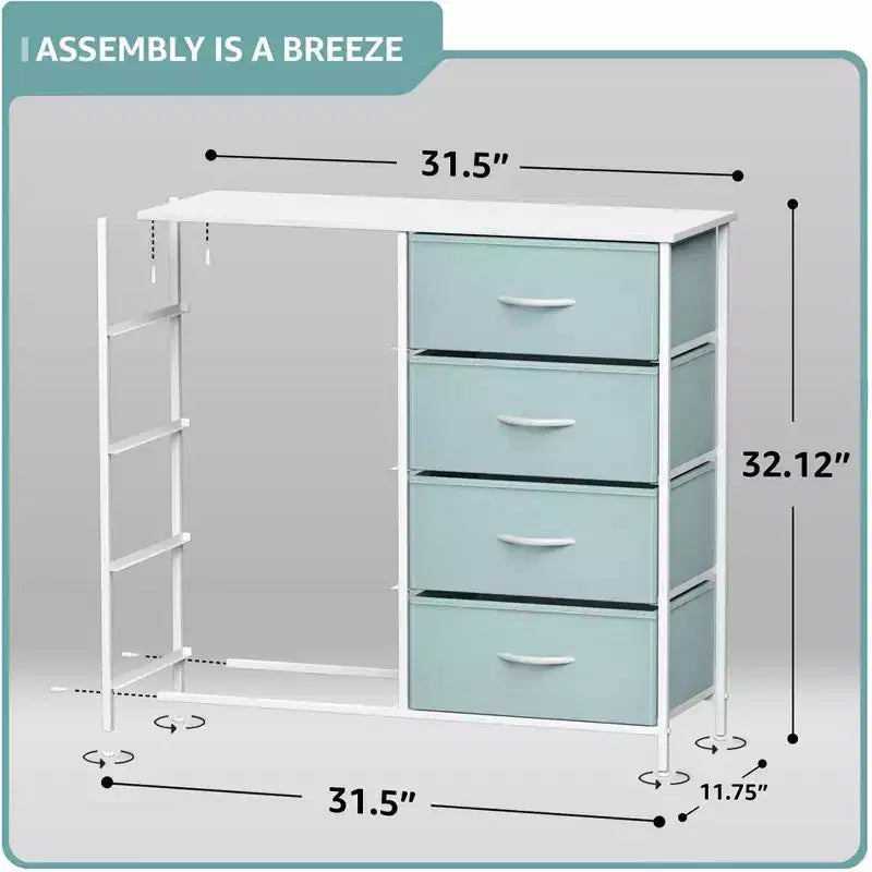 Cassettiera a 8 cassetti - Unità contenitore con struttura in acciaio, piano in legno, cassetti in tessuto - per camera da letto, armadio, ufficio e altro ancora