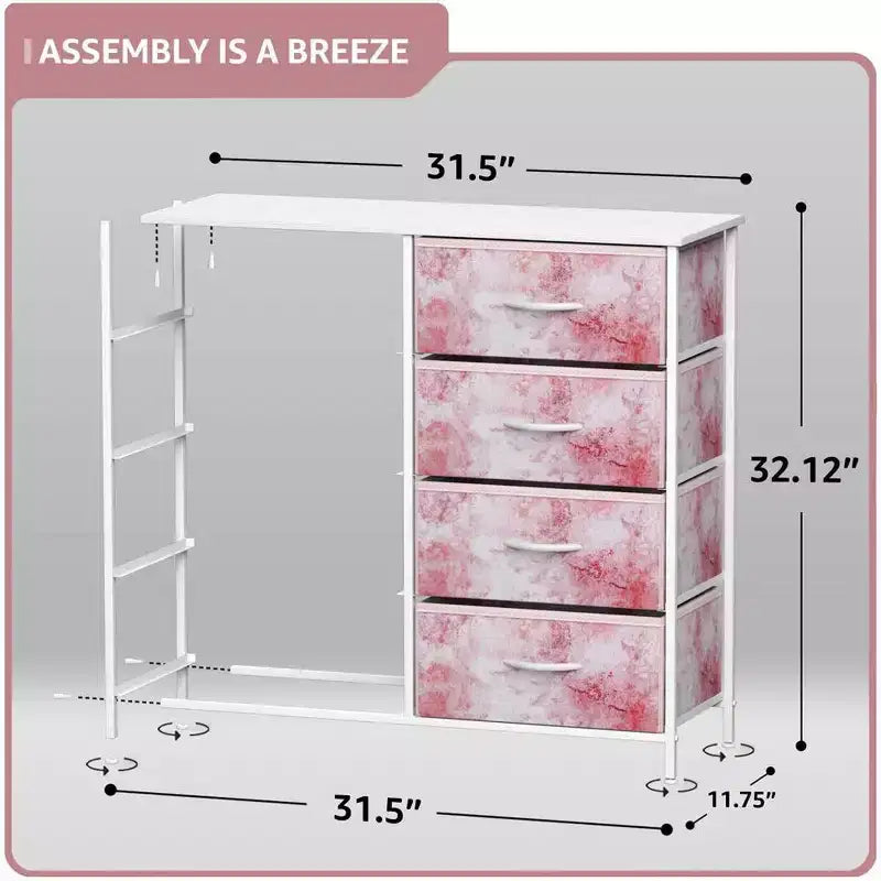 Cassettiera a 8 cassetti - Unità contenitore con struttura in acciaio, piano in legno, cassetti in tessuto - per camera da letto, armadio, ufficio e altro ancora